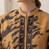 Elegant Abstract Print Open-Style 2-Piece Set - Mustard & black