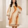 Elegant Marble Print 2-Piece tiger style print Set - Mustard & Beige color