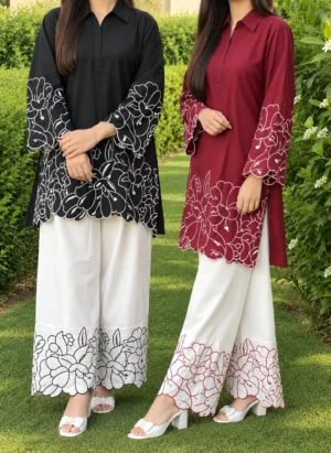 Floral Cutwork Embroidered Stitched 2pc -